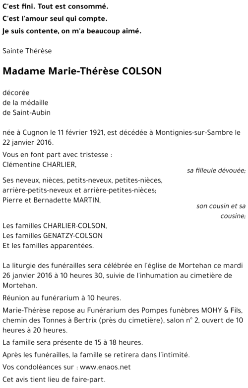 Marie-Thérèse COLSON