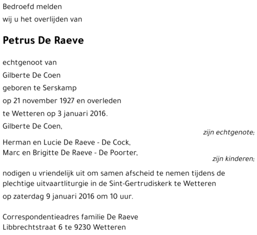 Petrus De Raeve