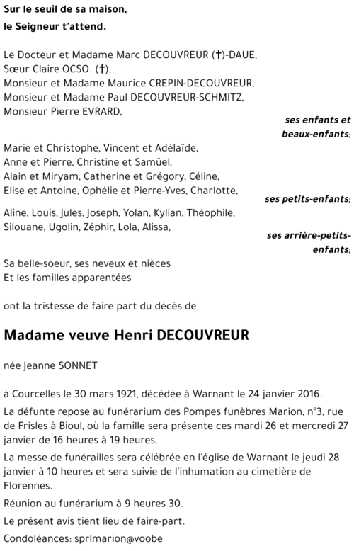 veuve Henri DECOUVREUR