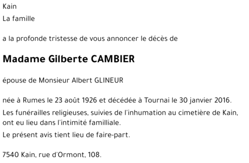 CAMBIER Gilberte