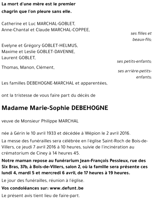 Marie-Sophie DEBEHOGNE