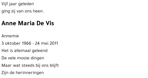 Anne Maria De Vis