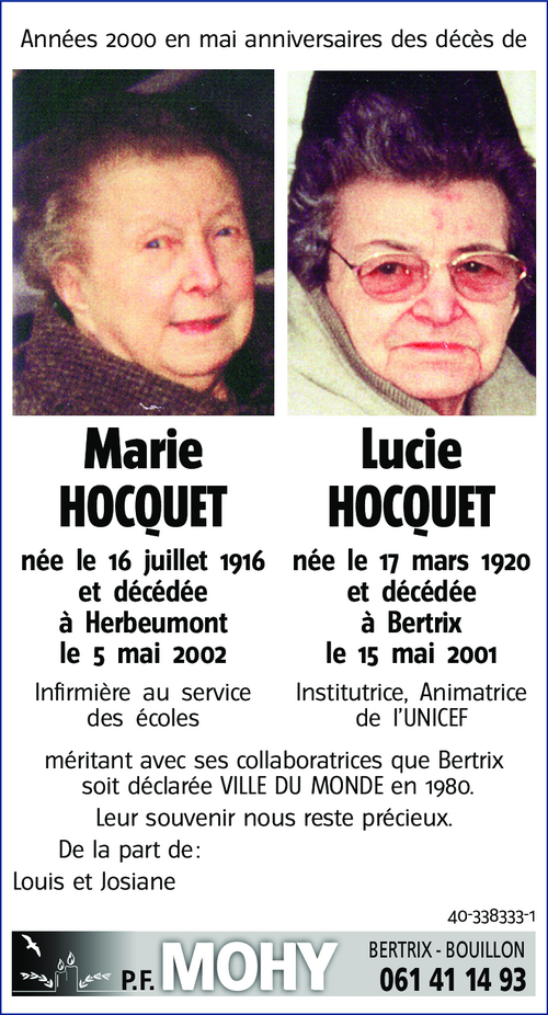 Marie et Lucie HOCQUET - HOCQUET