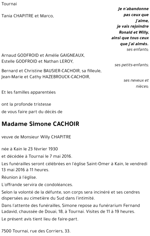 Simone CACHOIR