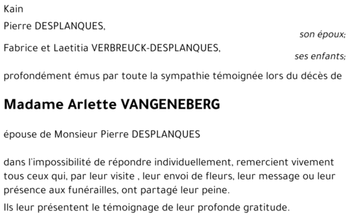 Arlette VANGENEBERG