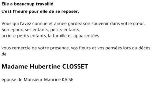 Hubertine CLOSSET