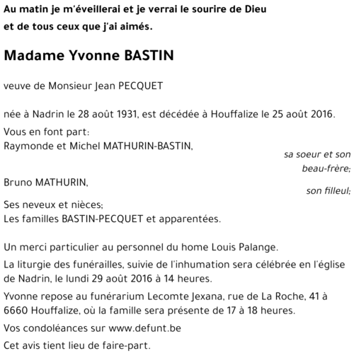 Yvonne Bastin
