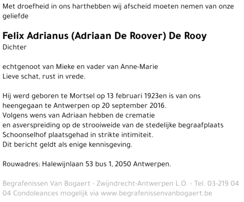 Felix Adrianus De Rooy