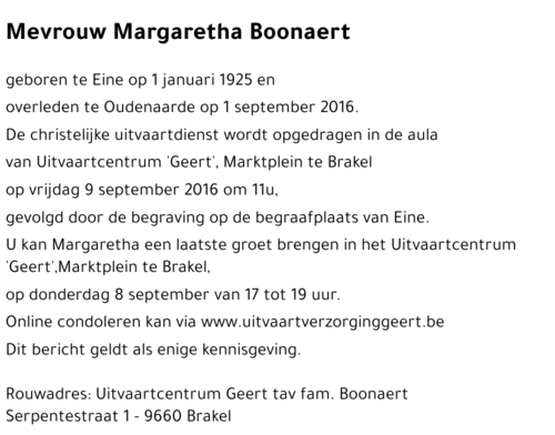 Margaretha Boonaert