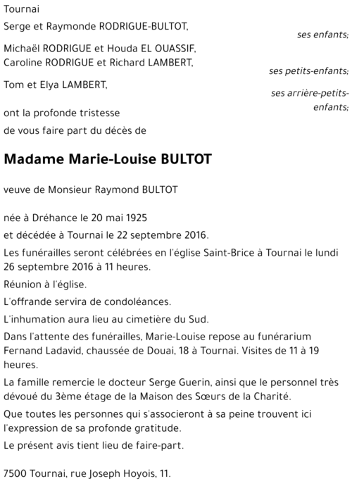 Marie-Louise BULTOT