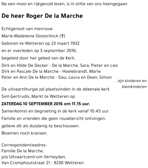Roger De la Marche