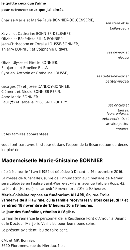 Marie-Ghislaine BONNIER