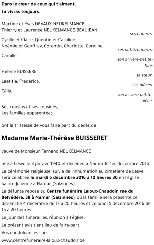 Marie-Thérèse BUISSERET
