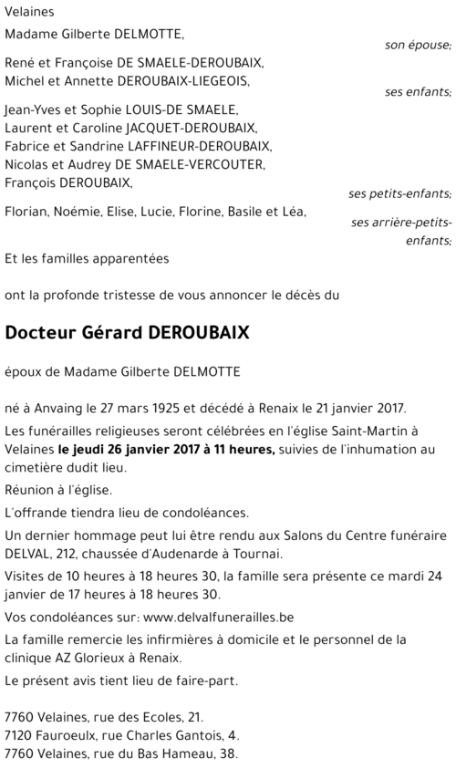 Gérard DEROUBAIX