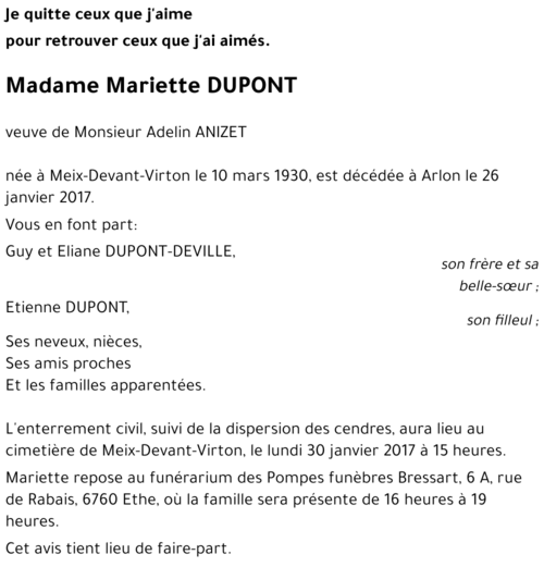 Mariette DUPONT