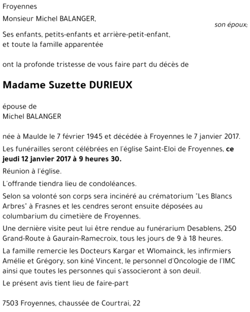 Suzette DURIEUX
