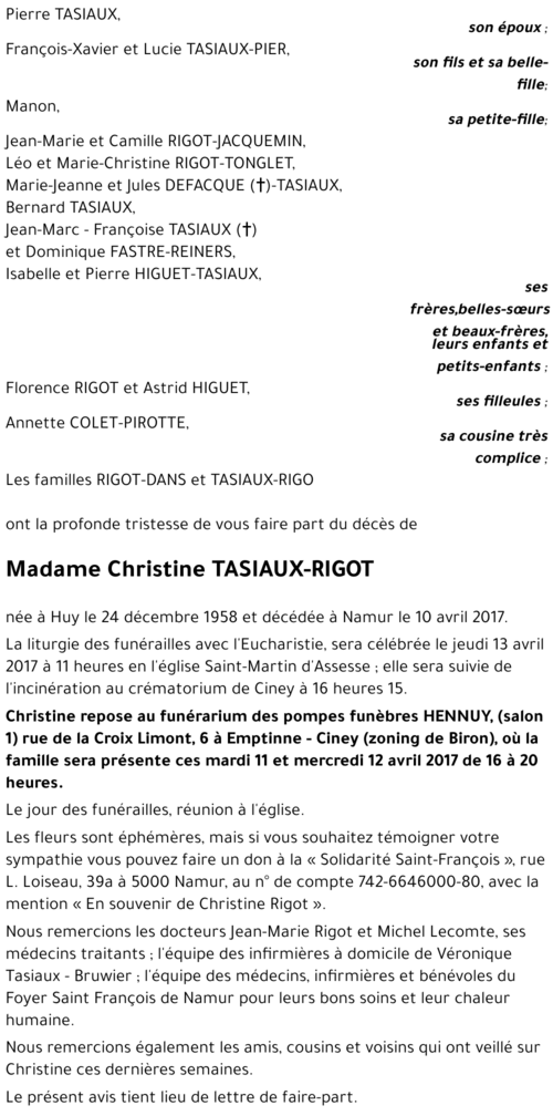 Christine TASIAUX-RIGOT