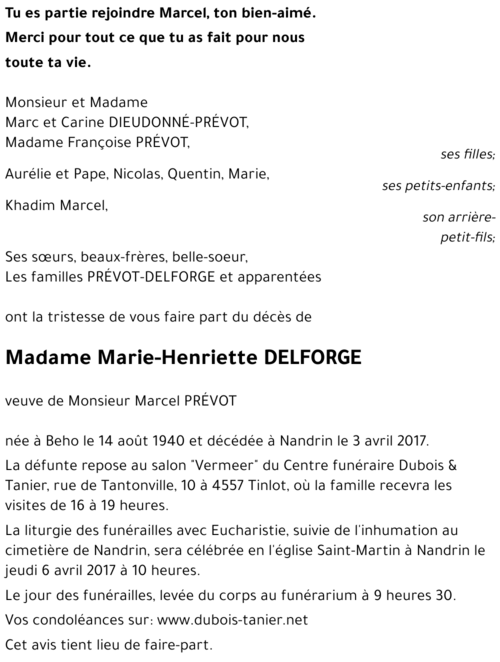 Marie-Henriette DELFORGE