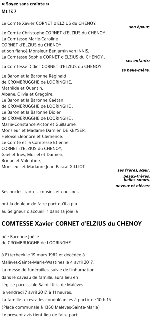 Xavier CORNET d'ELZIUS du CHENOY