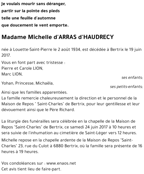 Michelle d'ARRAS d'HAUDRECY