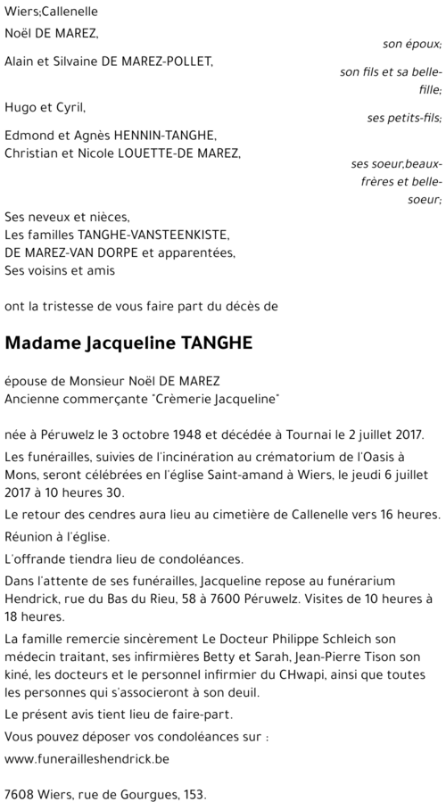 Jacqueline TANGHE