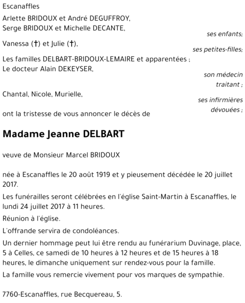 Jeanne DELBART