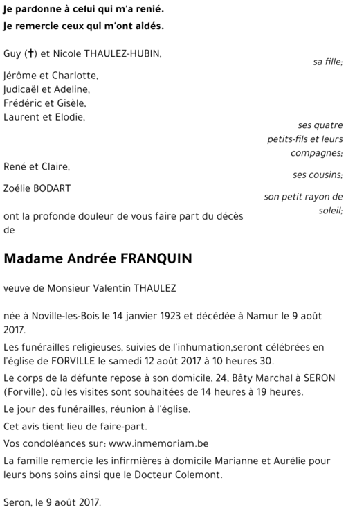 Andrée FRANQUIN