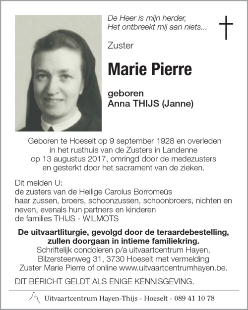 Marie Pierre geboren Anna THIJS (Janne)
