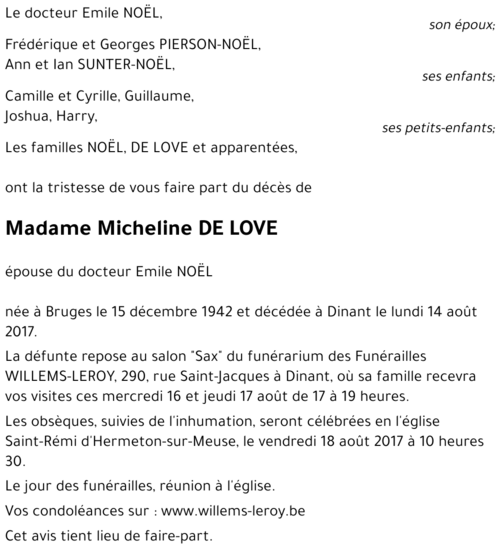 Micheline DE LOVE