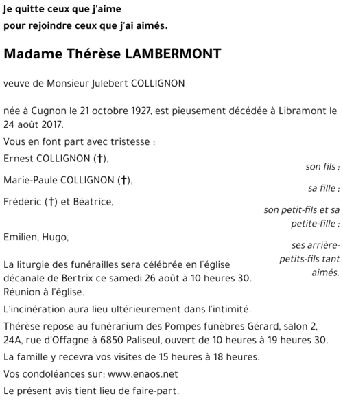 Thérèse LAMBERMONT