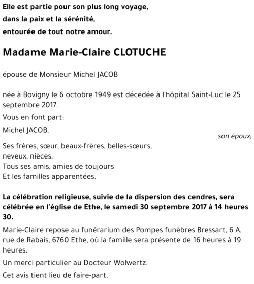 Marie-Claire CLOTUCHE 