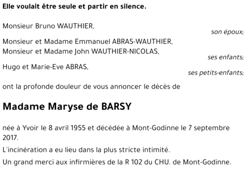 Maryse de BARSY