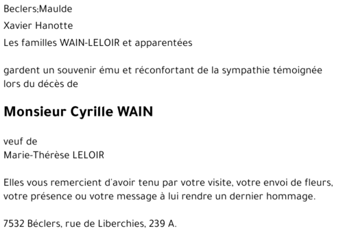 CYRILLE WAIN
