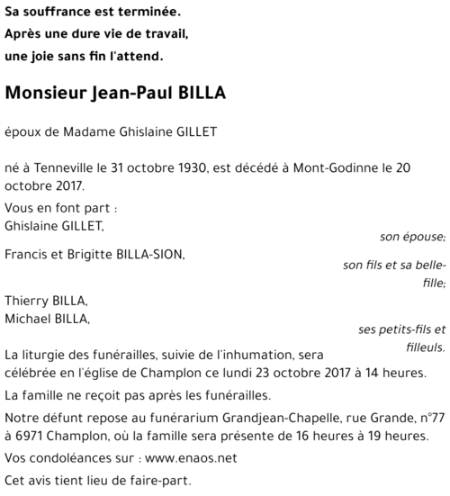 Jean-Paul BILLA