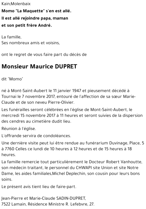 Maurice DUPRET