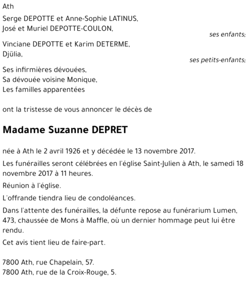Suzanne DEPRET