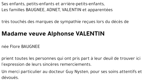 veuve Alphonse VALENTIN