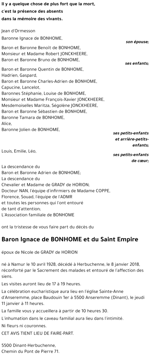 Ignace de BONHOME