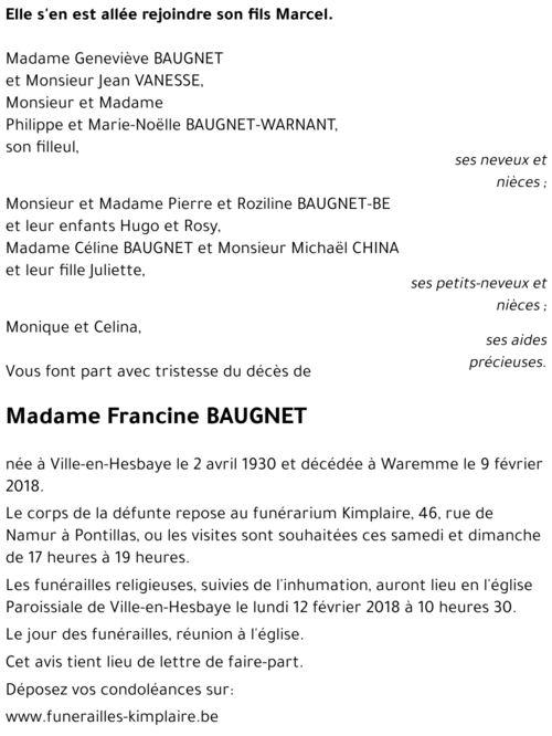 Francine BAUGNET