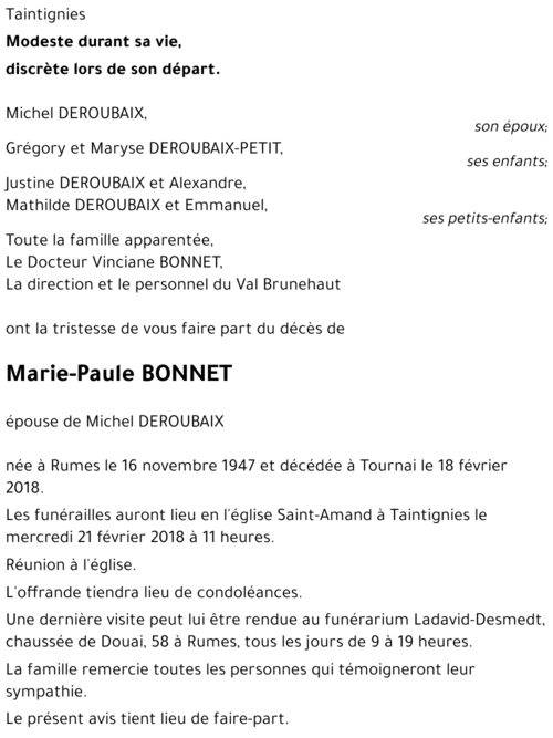 Marie-Paule BONNET