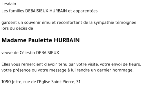 Paulette HURBAIN
