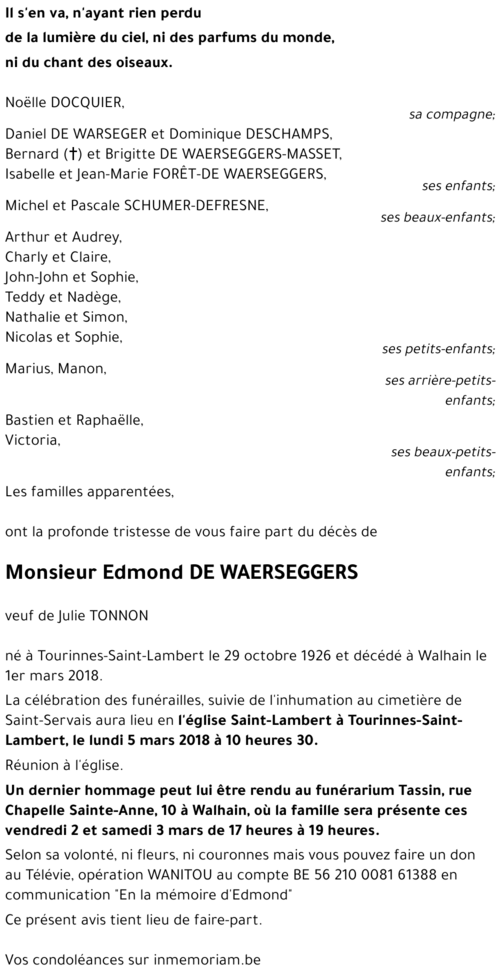 Edmond DE WAERSEGGERS