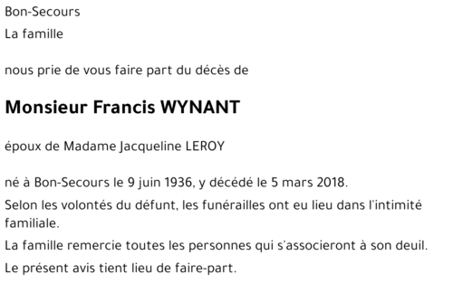 Francis WYNANT