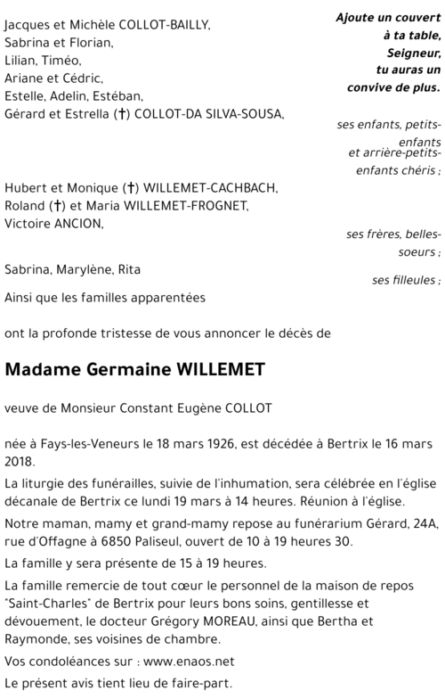 Germaine WILLEMET
