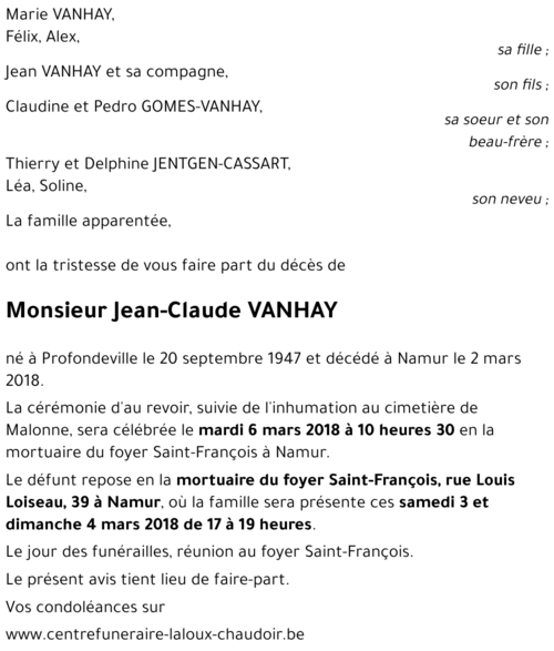 Jean-Claude VANHAY