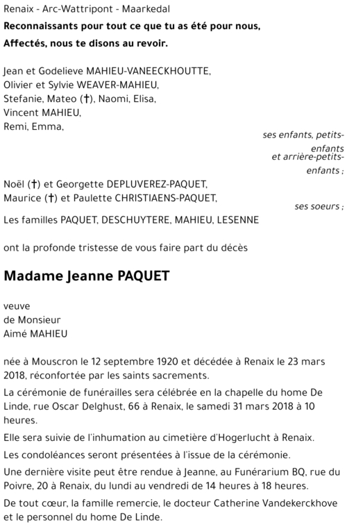 Jeanne PAQUET