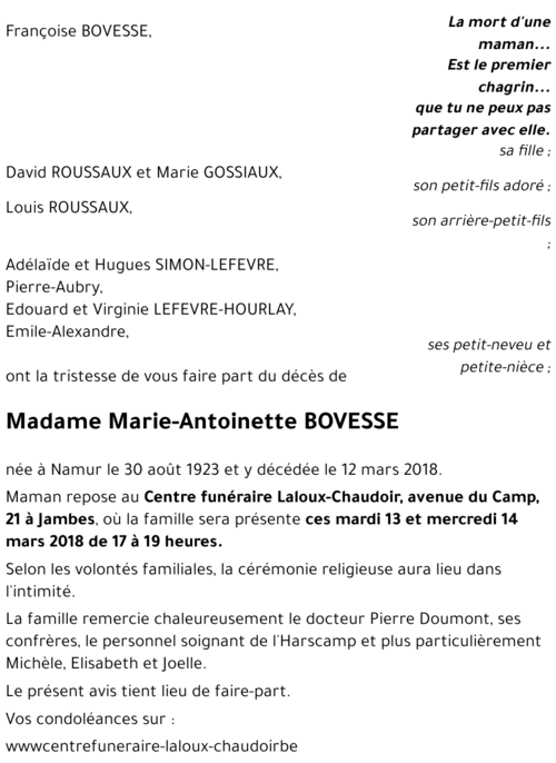 Marie-Antoinette BOVESSE