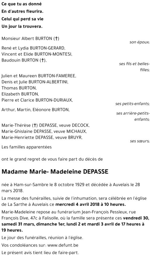 Marie-Madeleine DEPASSE