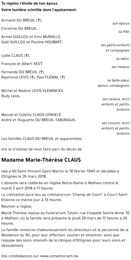 Marie-Thérèse CLAUS
