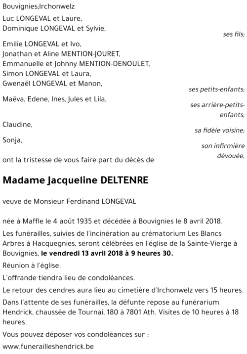 Jacqueline DELTENRE